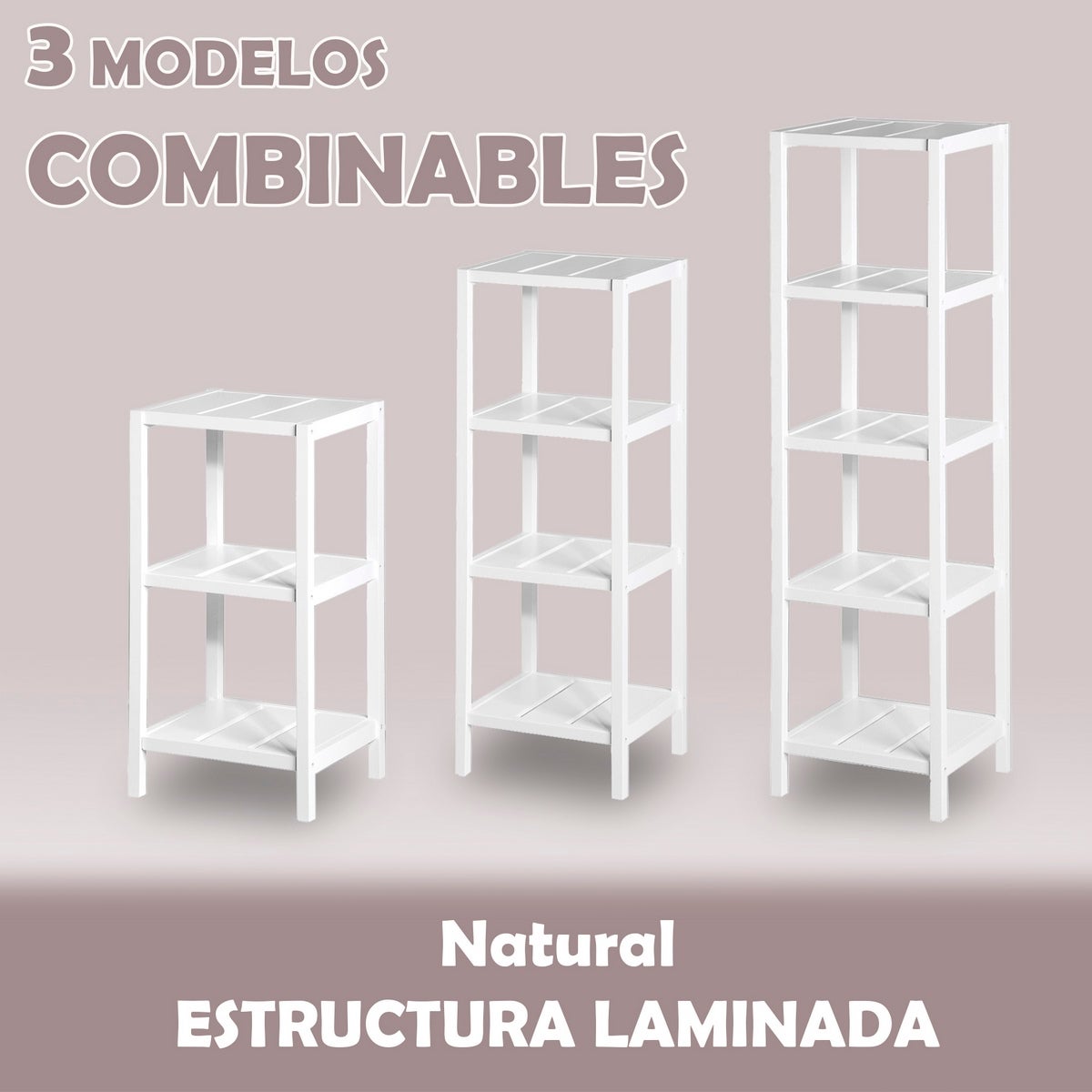 Estantería con 5 estantes laminados de 140 cm