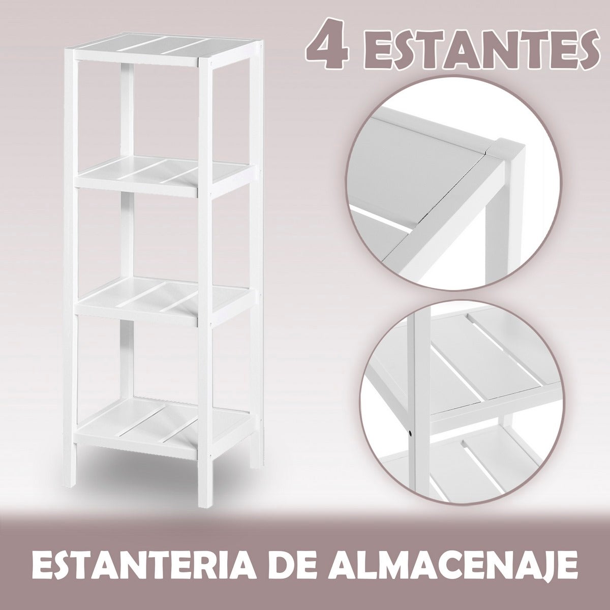 Estantería con 4 estantes laminados de 110 cm