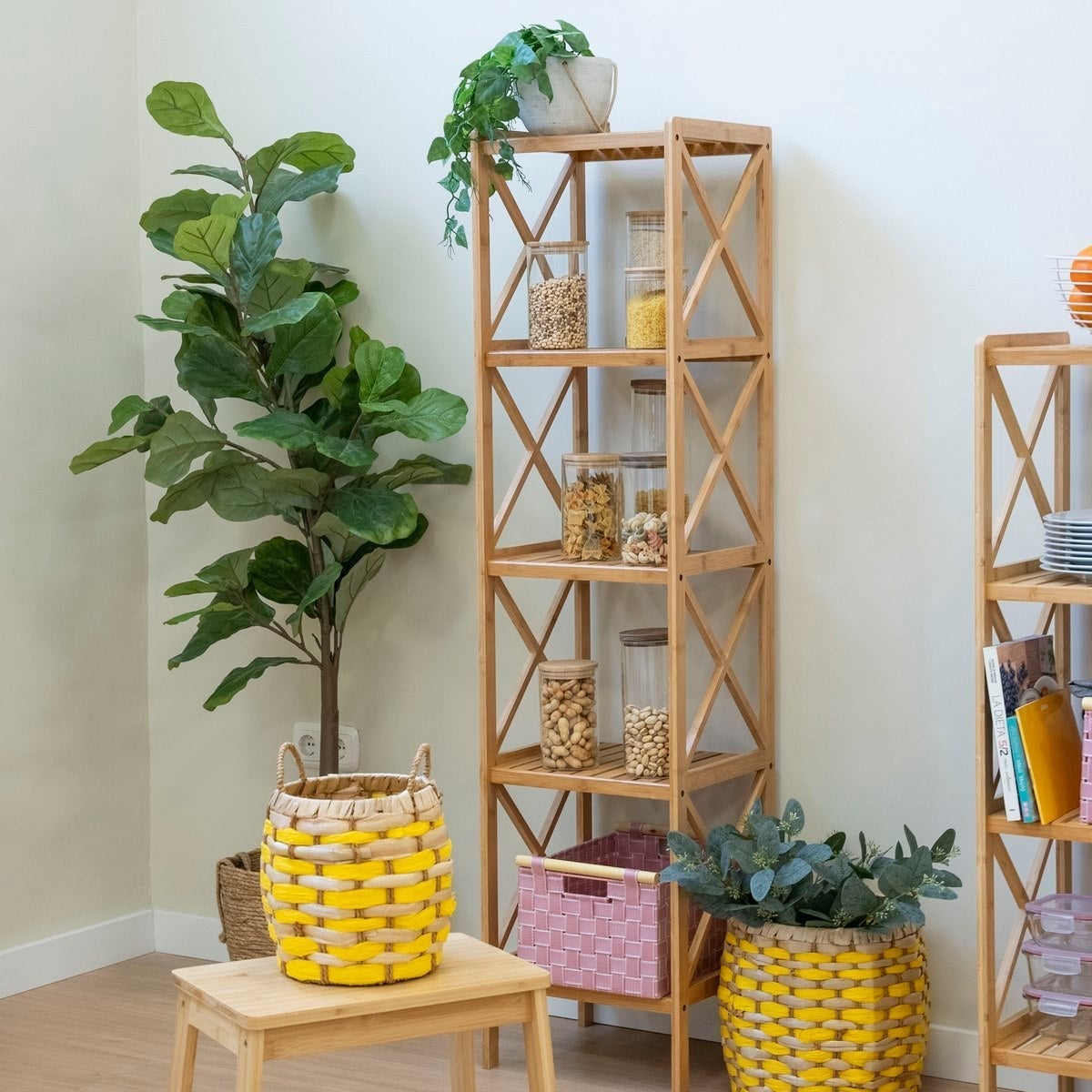 Estantería de bambú marrón de 119 cm