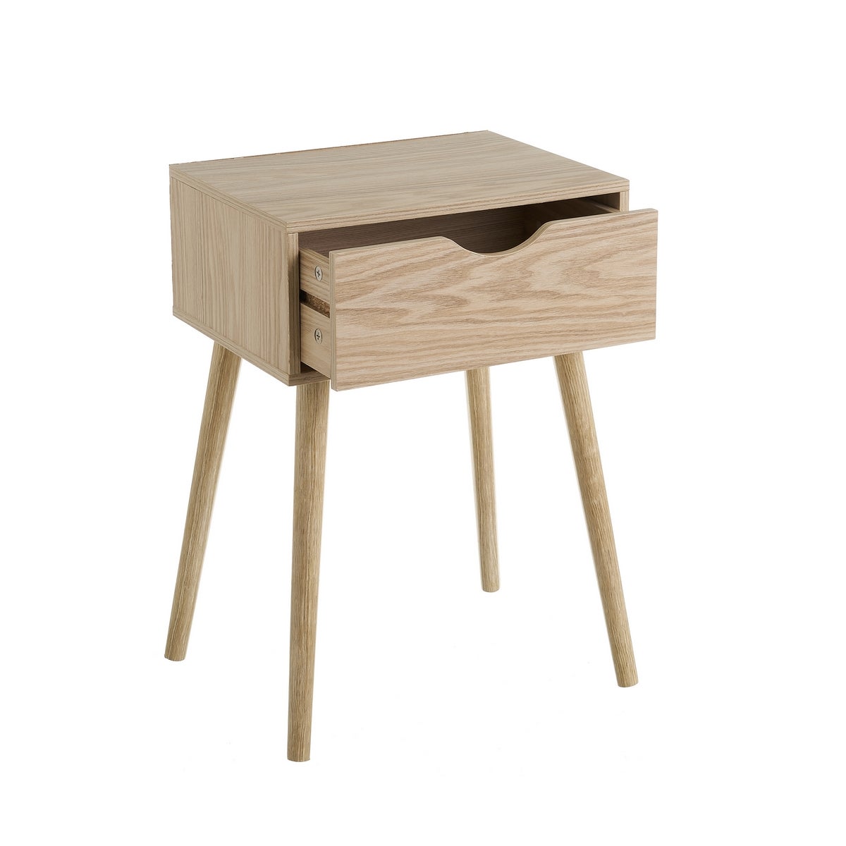 Mesita de noche de 1 cajón beige de madera MDF de 40x30x57 cm