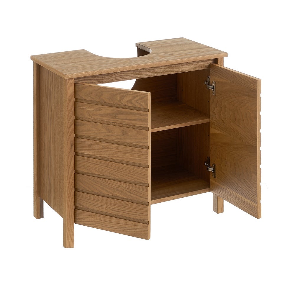 Mueble bajo lavabo de madera marrón con 2 puertas