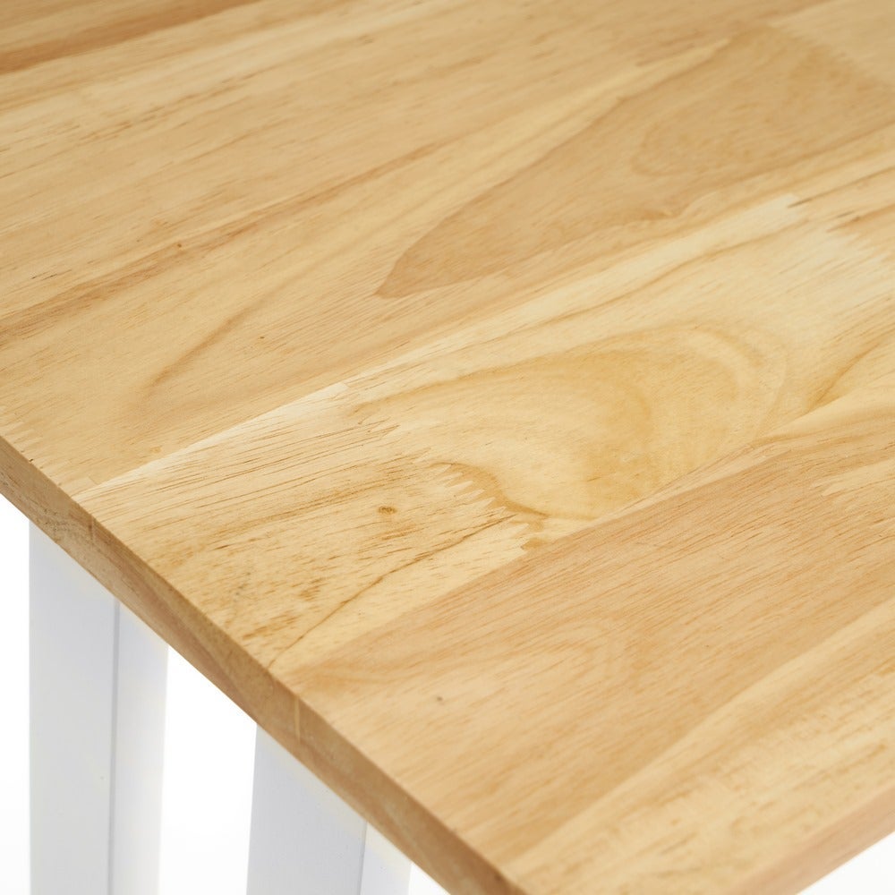 Set de mesa alta y 2 taburetes de madera blanco y natural