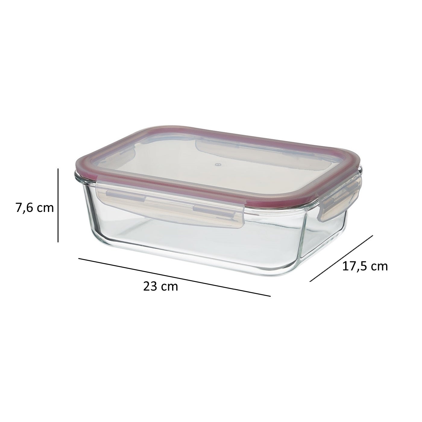 Recipiente hermético rectangular de vidrio borosilicato transparente de 1500 ml