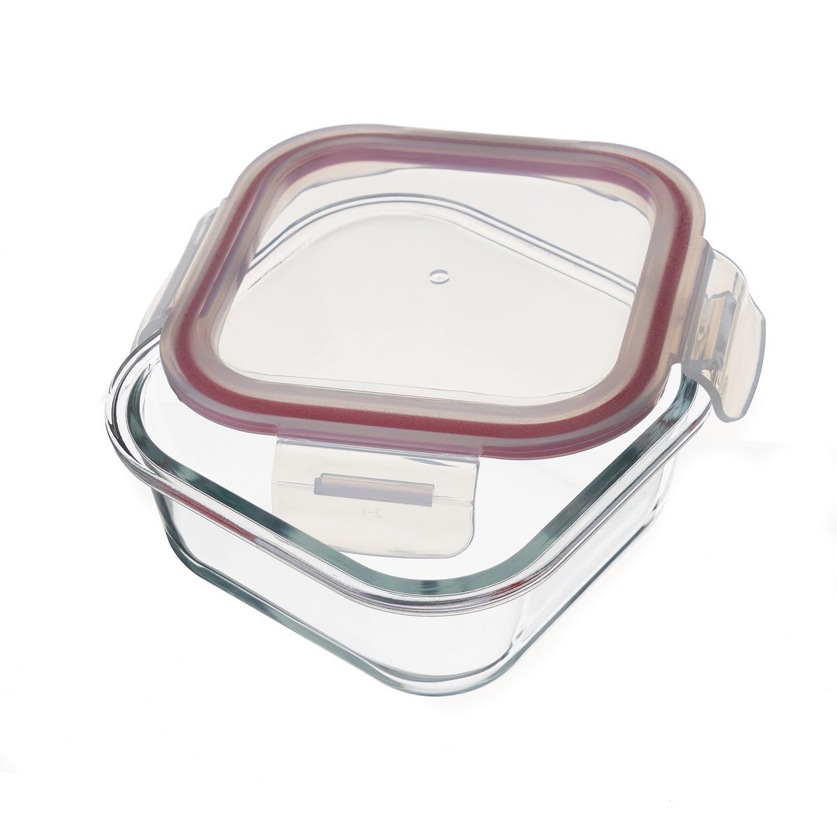 Recipiente hermético cuadrado de vidrio borosilicato transparente de 530 ml