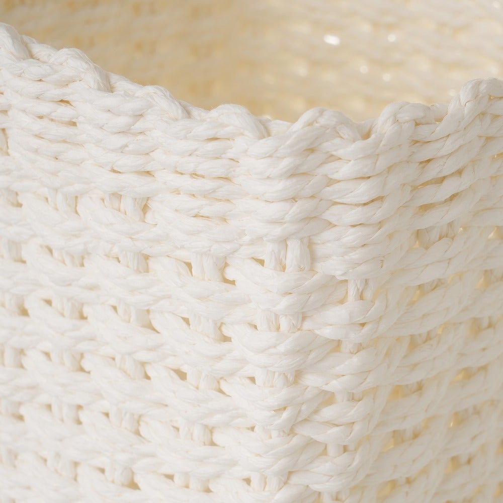 Set de 3 cestas redondas blancas