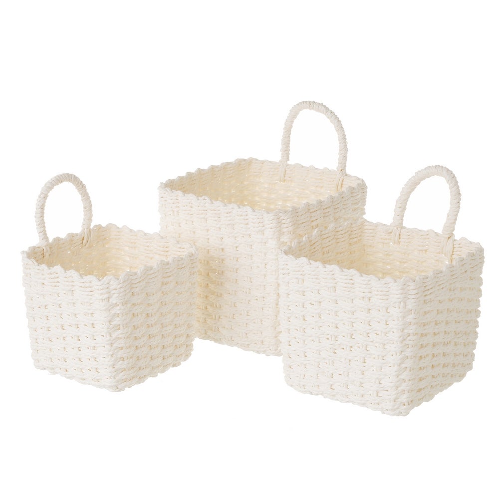 Set de 3 cestas redondas blancas