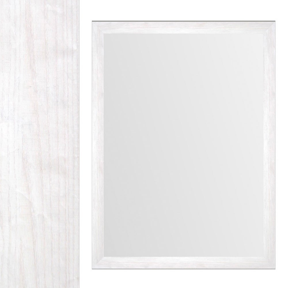 Espejo de pared decapé blanco de madera de 56x76 cm