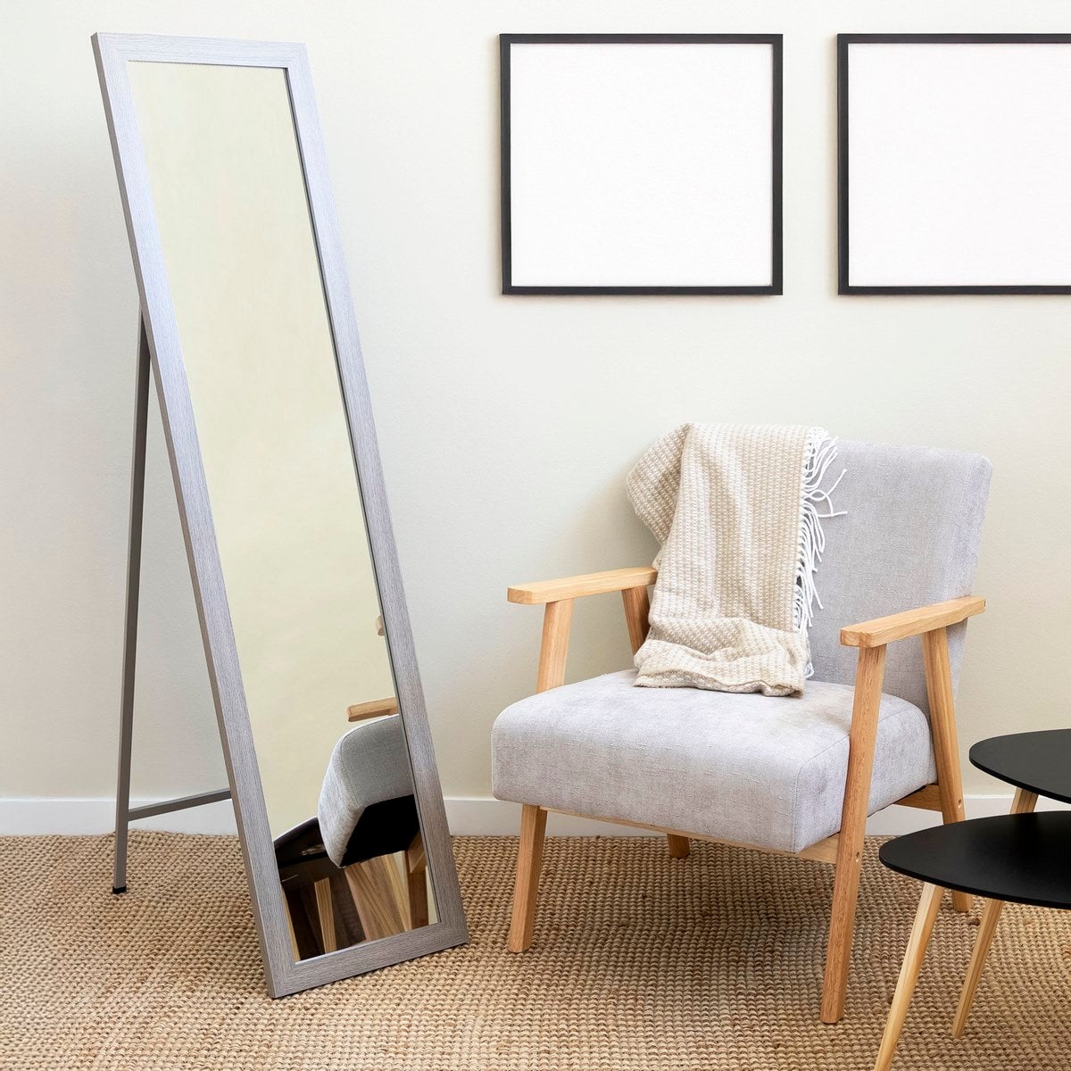 Espejo de pie de madera gris de 157cm