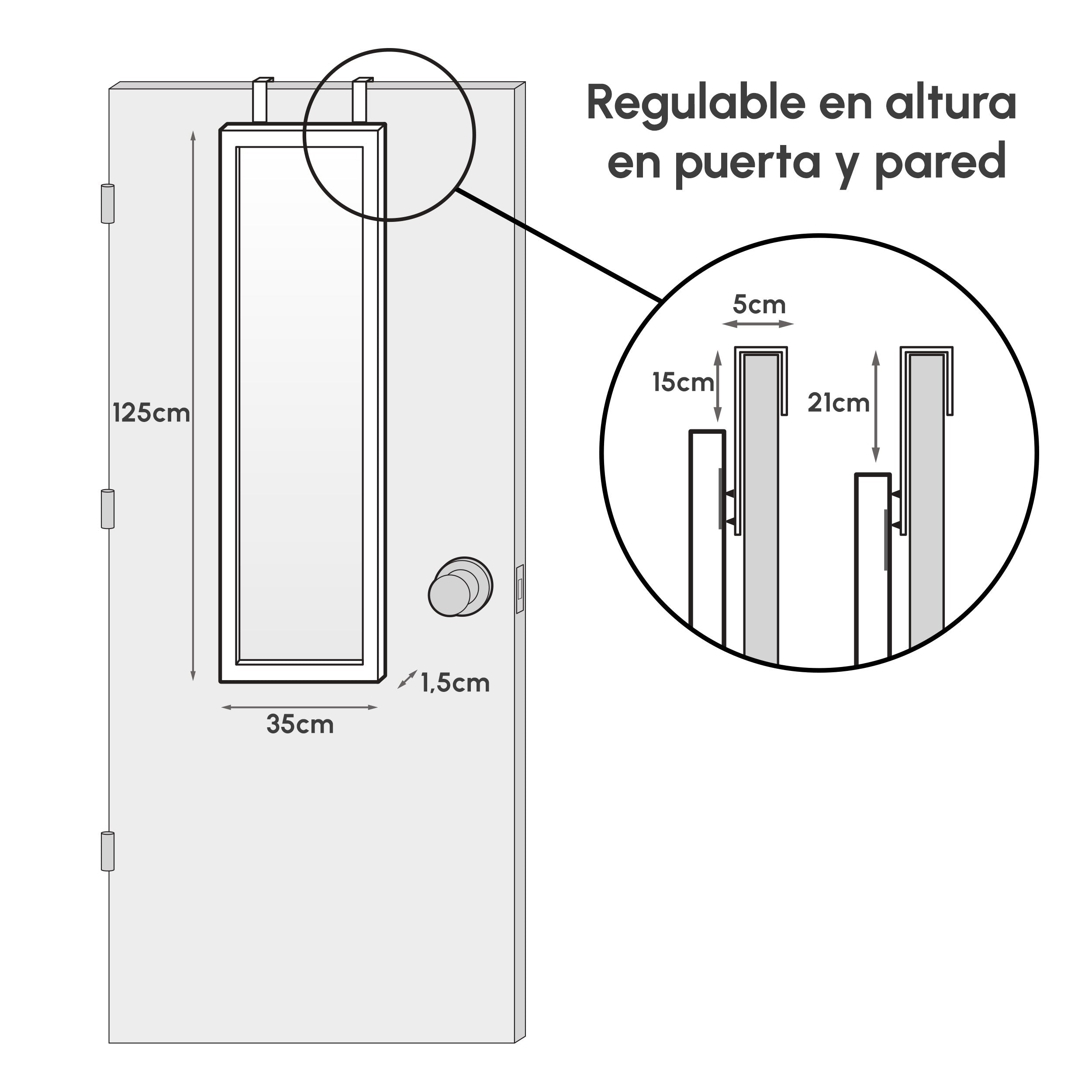 Espejo de puerta blanco de 35x125 cm