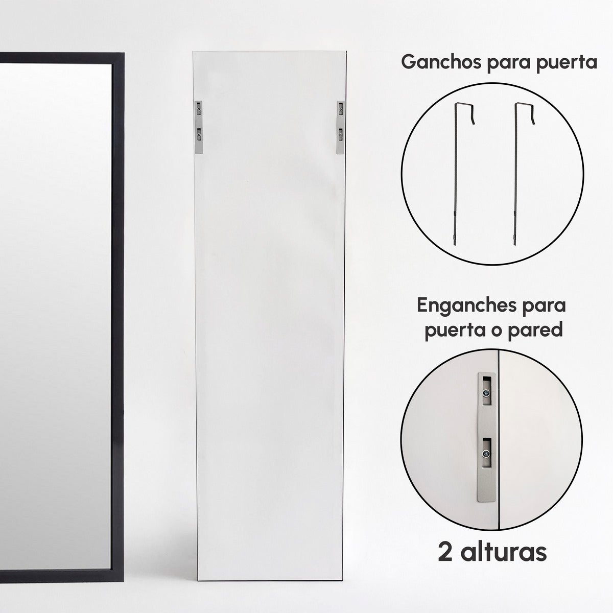 Espejo de puerta negro de 125cm