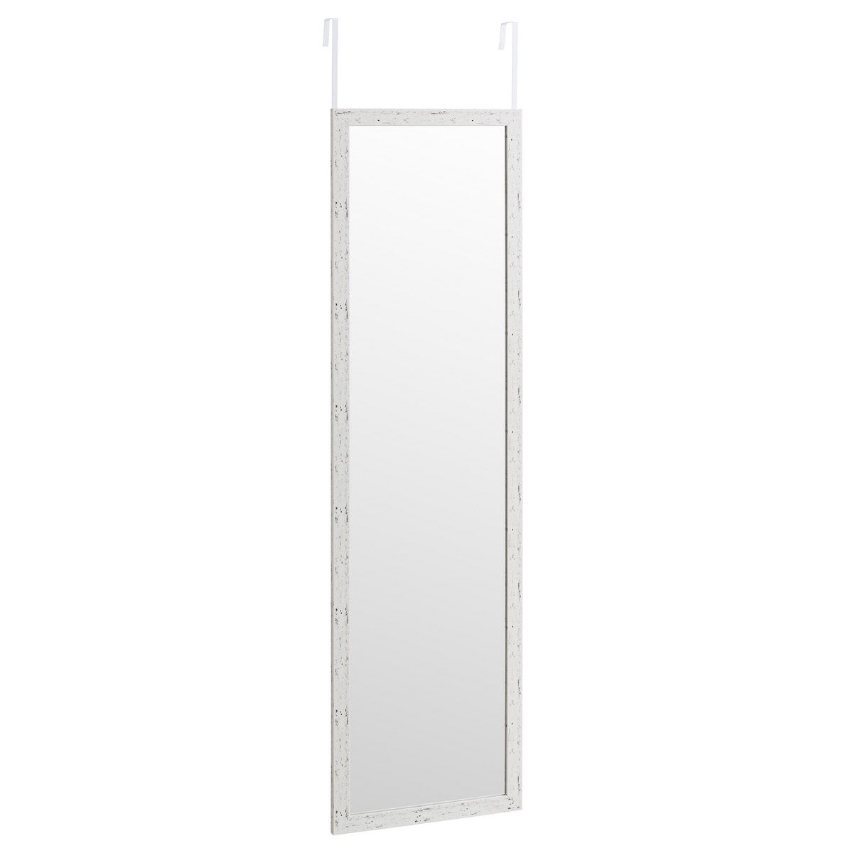 Espejo blanco decapé para puerta de 35x125 cm