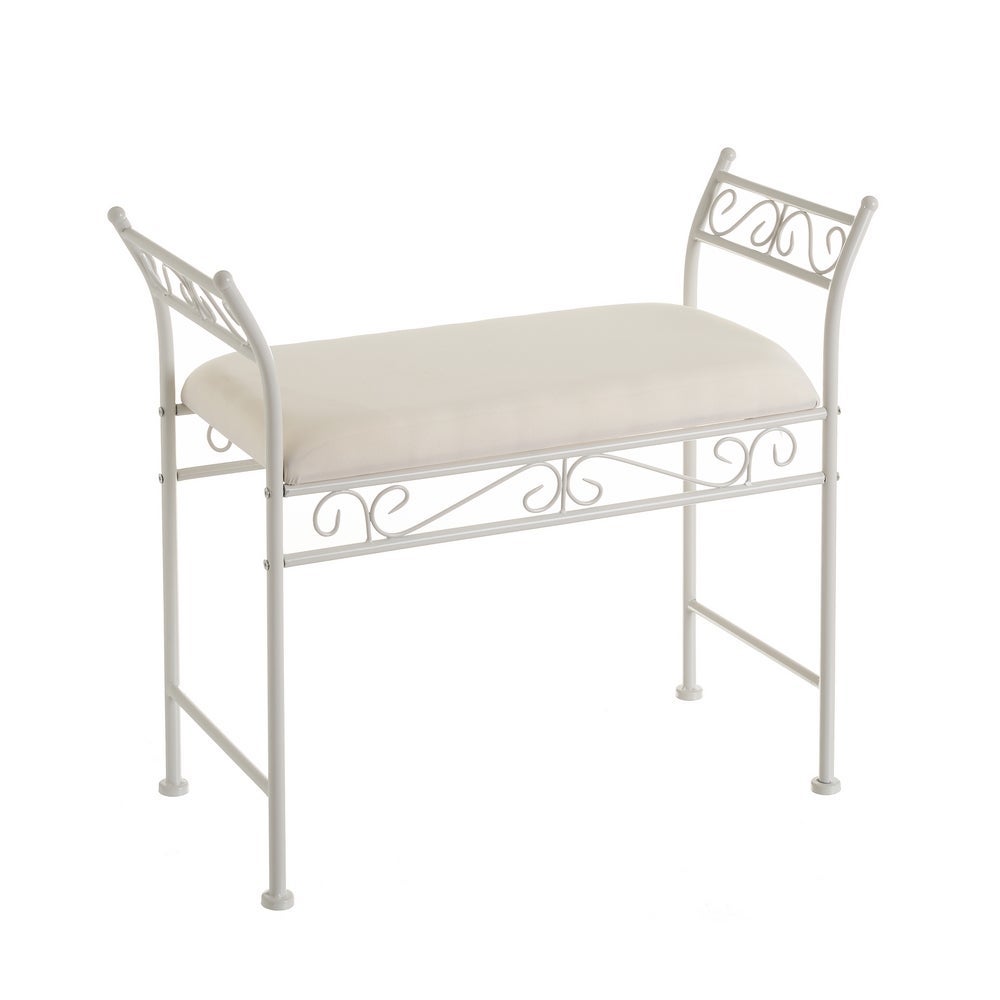 Banqueta pie de cama de algodón blanco de 73cm