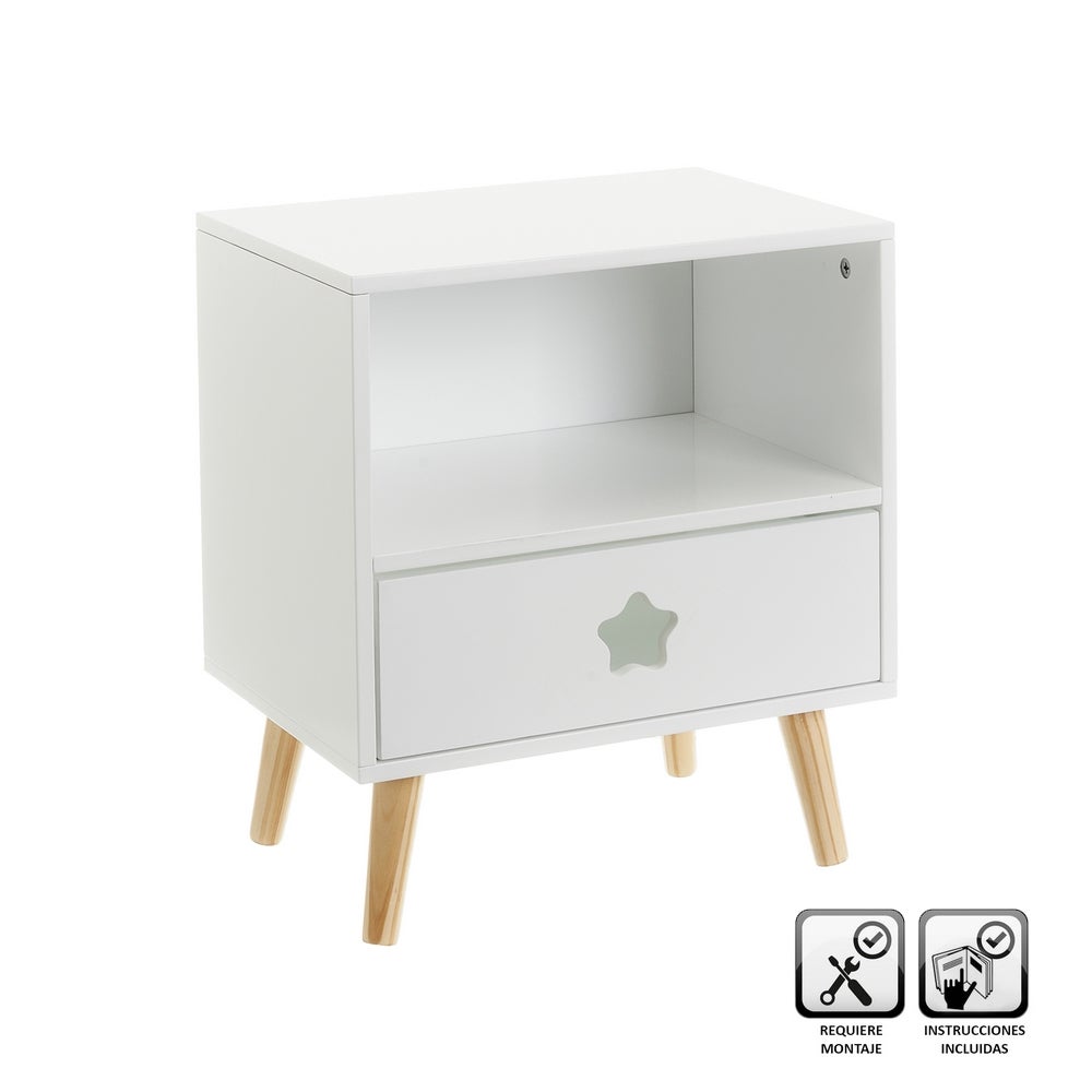 Mesita de noche 1 cajón blanco.
