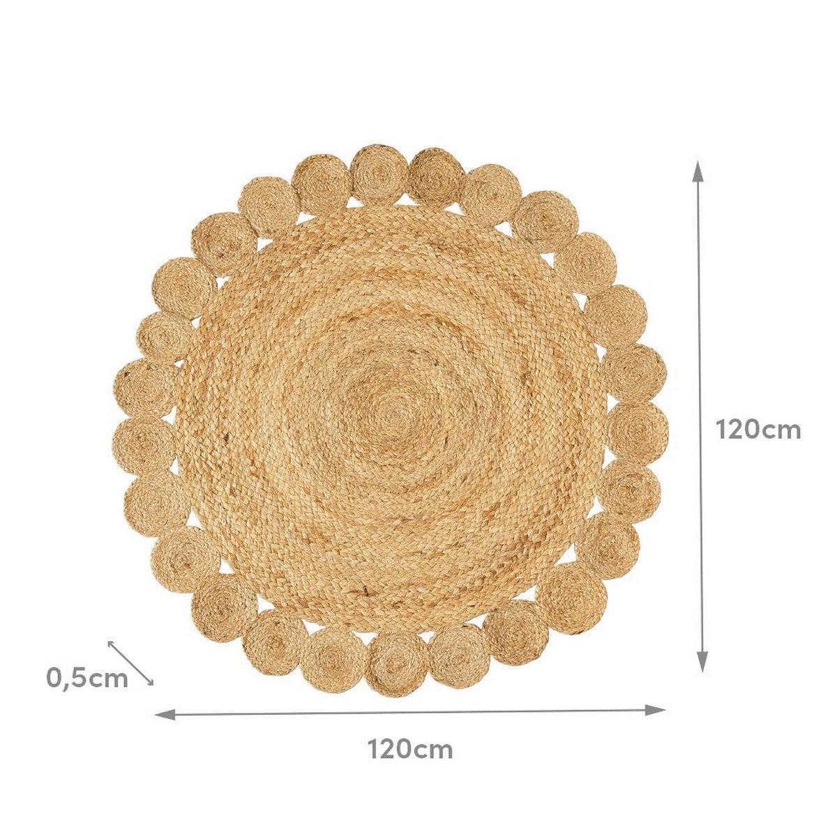 Alfombra de yute de 120 cm natural