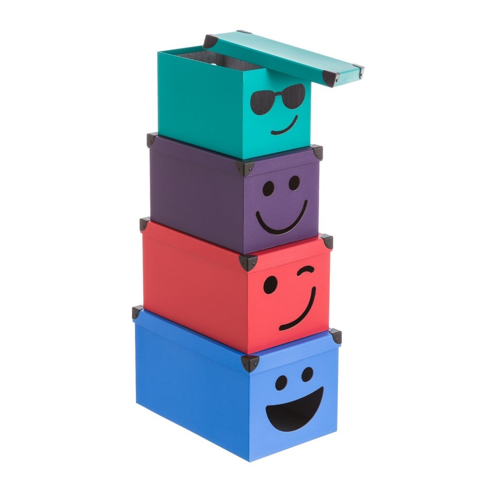 Set de 10 cajas de cartón multicolor