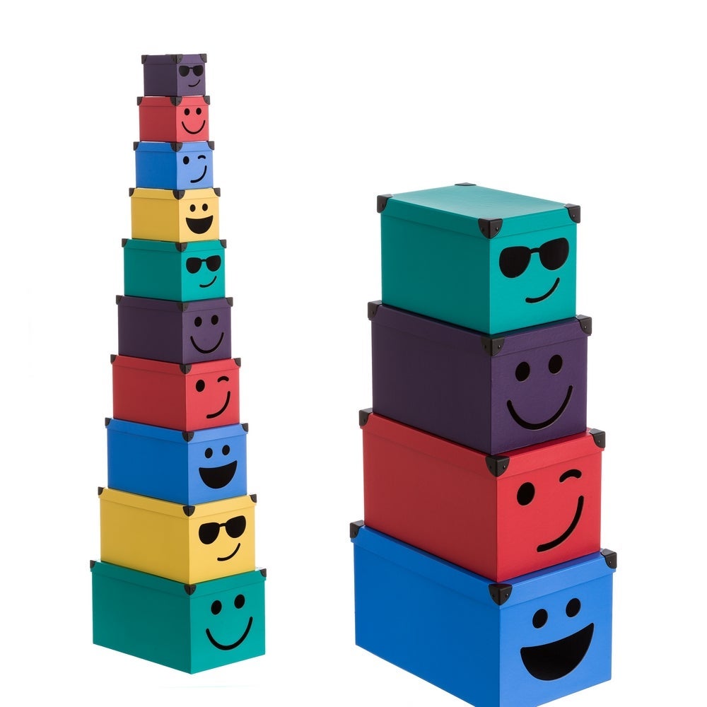 Set de 10 cajas de cartón multicolor