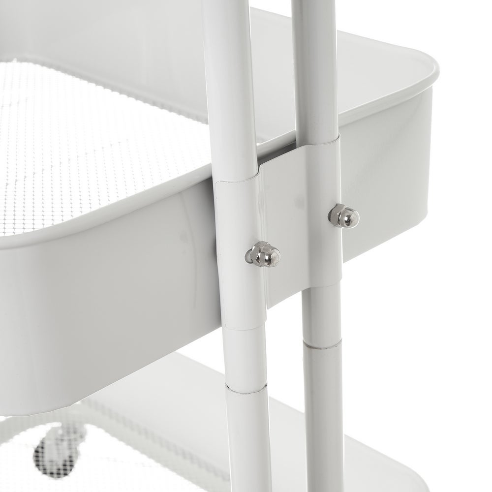 Carro multiusos blanco de metal con 3 cestas y ruedas con freno