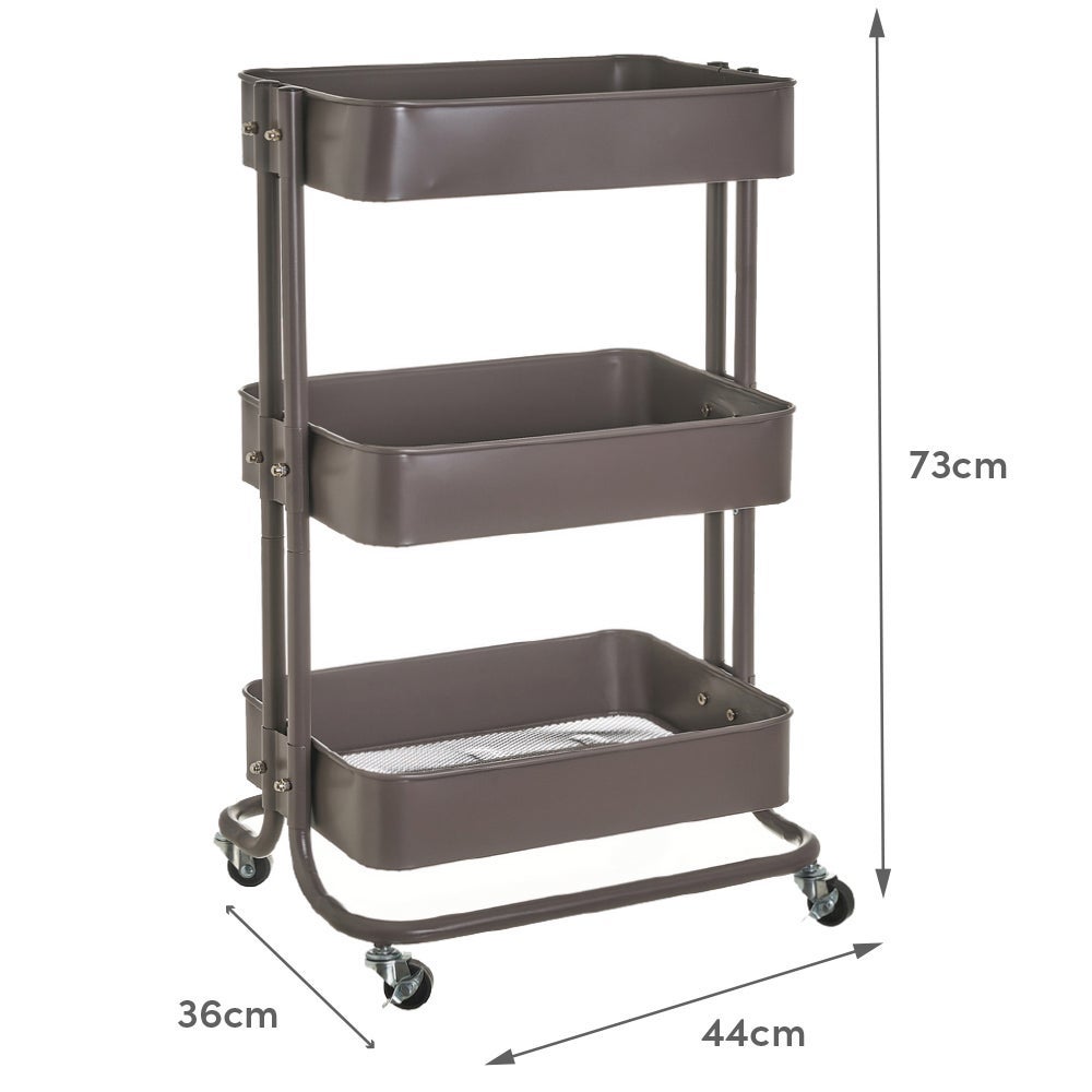 Carro multiusos gris de metal con ruedas