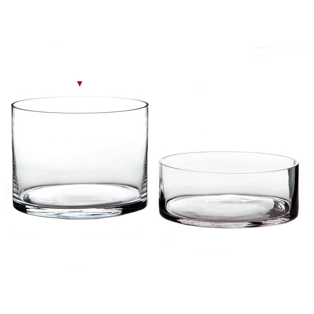 Jarrón cilíndrico de vidrio transparente