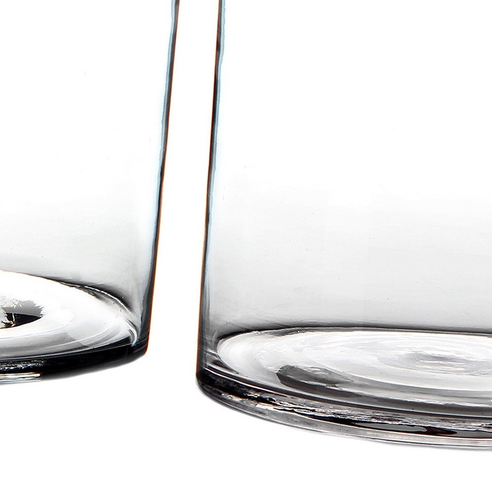 Jarrón cilíndrico de cristal transparente