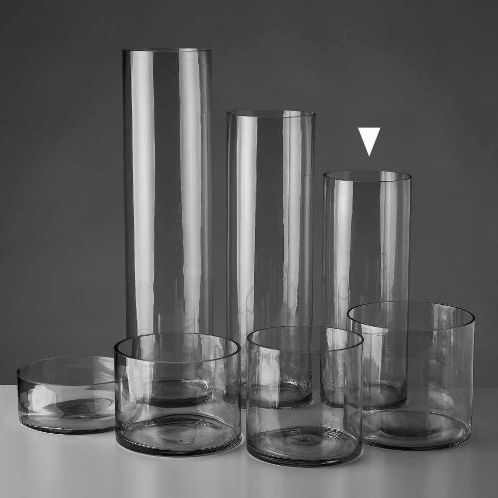 Jarrón cilíndrico de cristal transparente