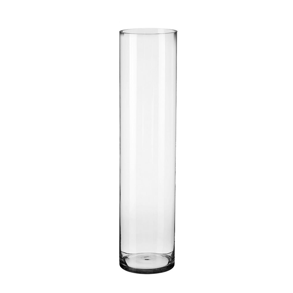 Jarrón cilíndrico de cristal transparente