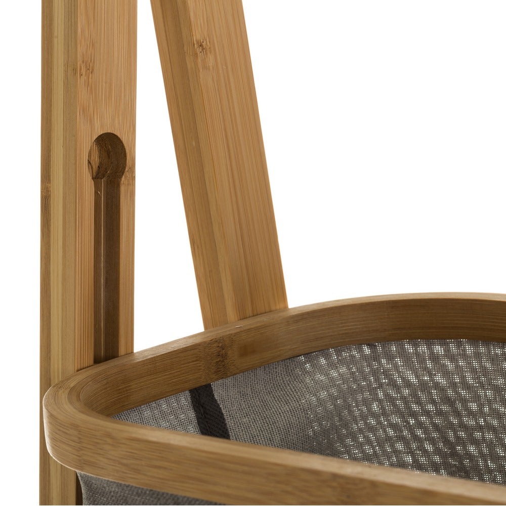 Mueble de bambú con 2 cestas de tela gris extraíbles