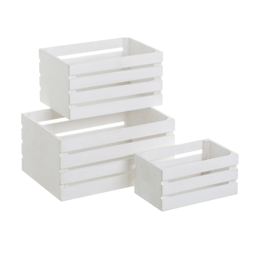 Set de 3 cajas organizadoras de madera blancas