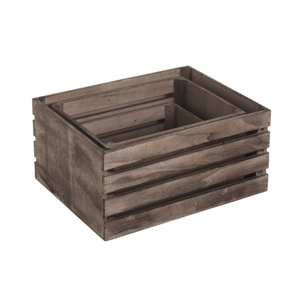 Set de 3 cajas organizadoras de madera marrón oscuro