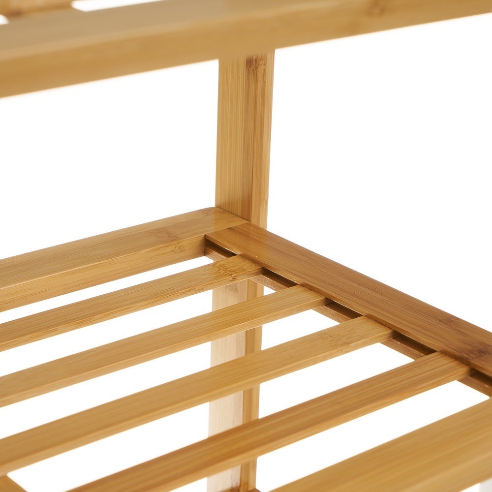 Zapatero de bambú marrón con 3 baldas