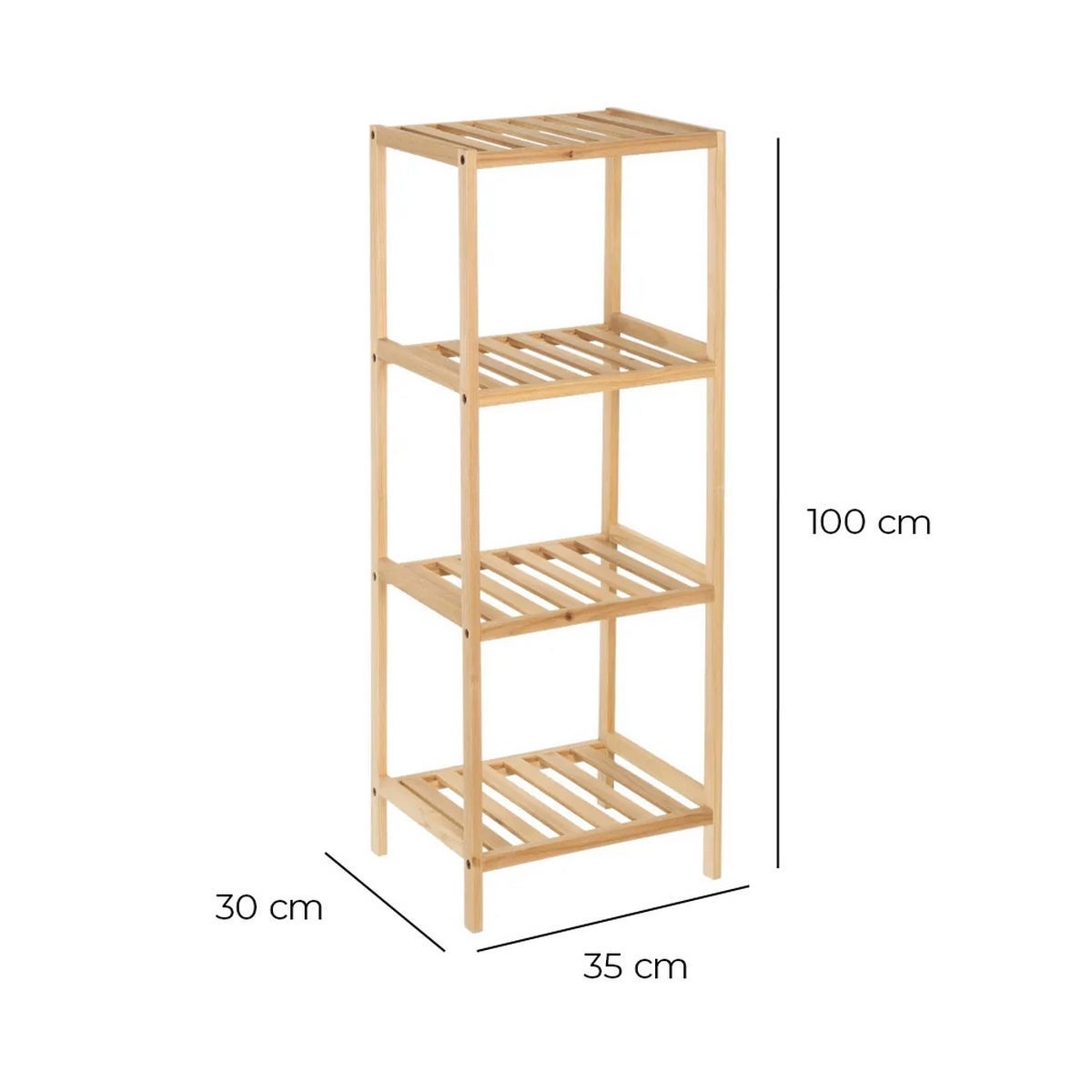 Estantería de madera de abeto de 100 cm