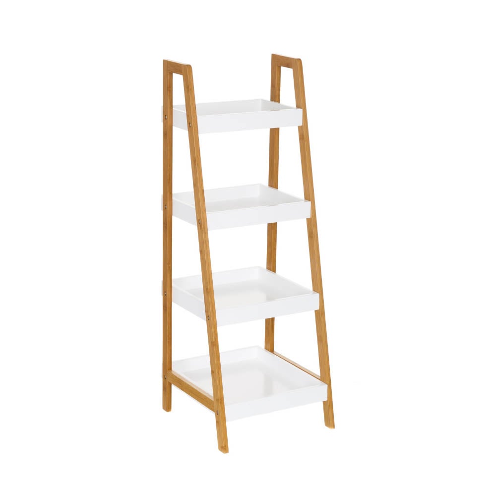 Estantería de bambú blanco y natural