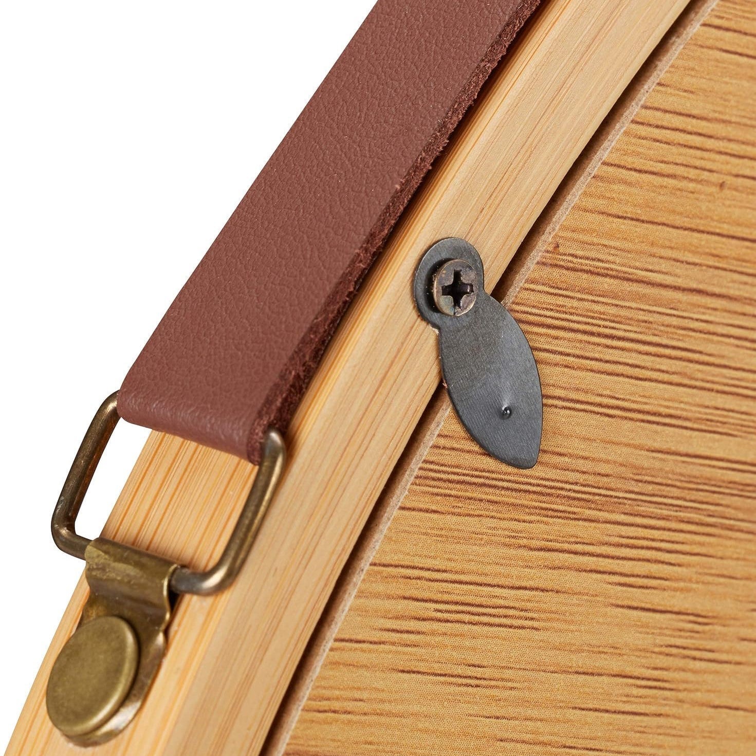 Espejo con correa redondo de bambú natural