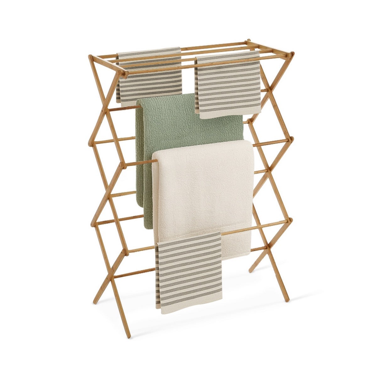 Toallero tendedero plegable de madera de bambú natural