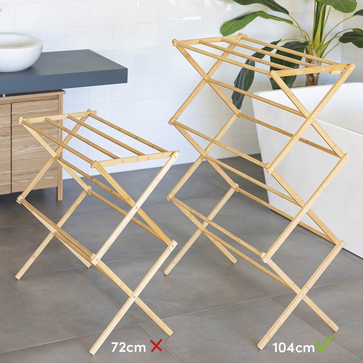 Toallero tendedero plegable de madera de bambú natural