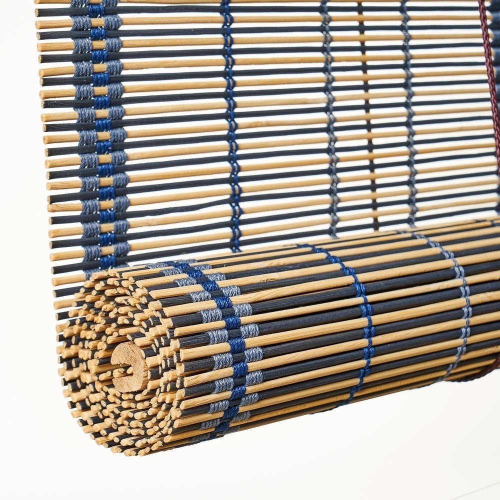 Estor enrollable de láminas azul de bambú de 90x180 cm