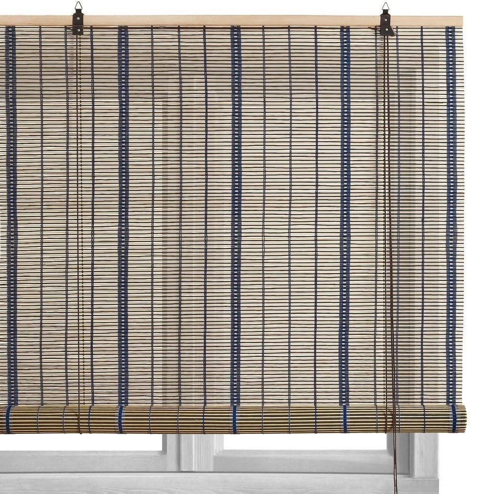 Estor enrollable de láminas azul de bambú de 90x180 cm