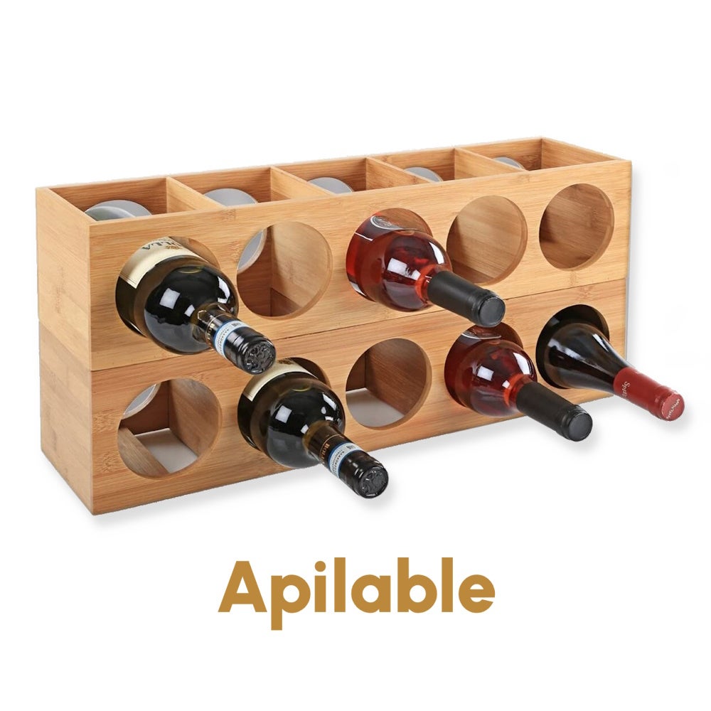 Botellero para 5 botellas de bambú natural