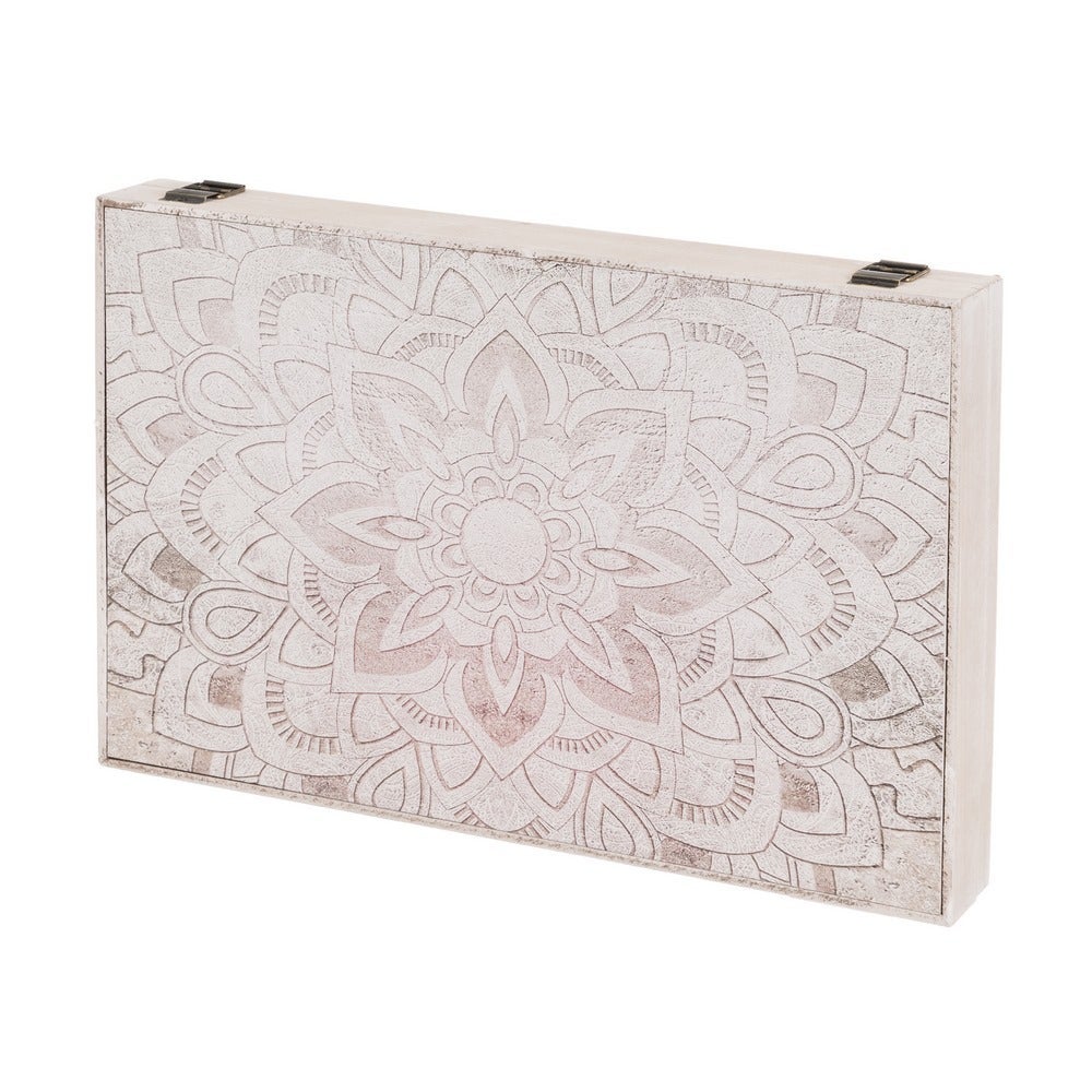 Tapa contador Mandala Beige de madera de 46x31 cm