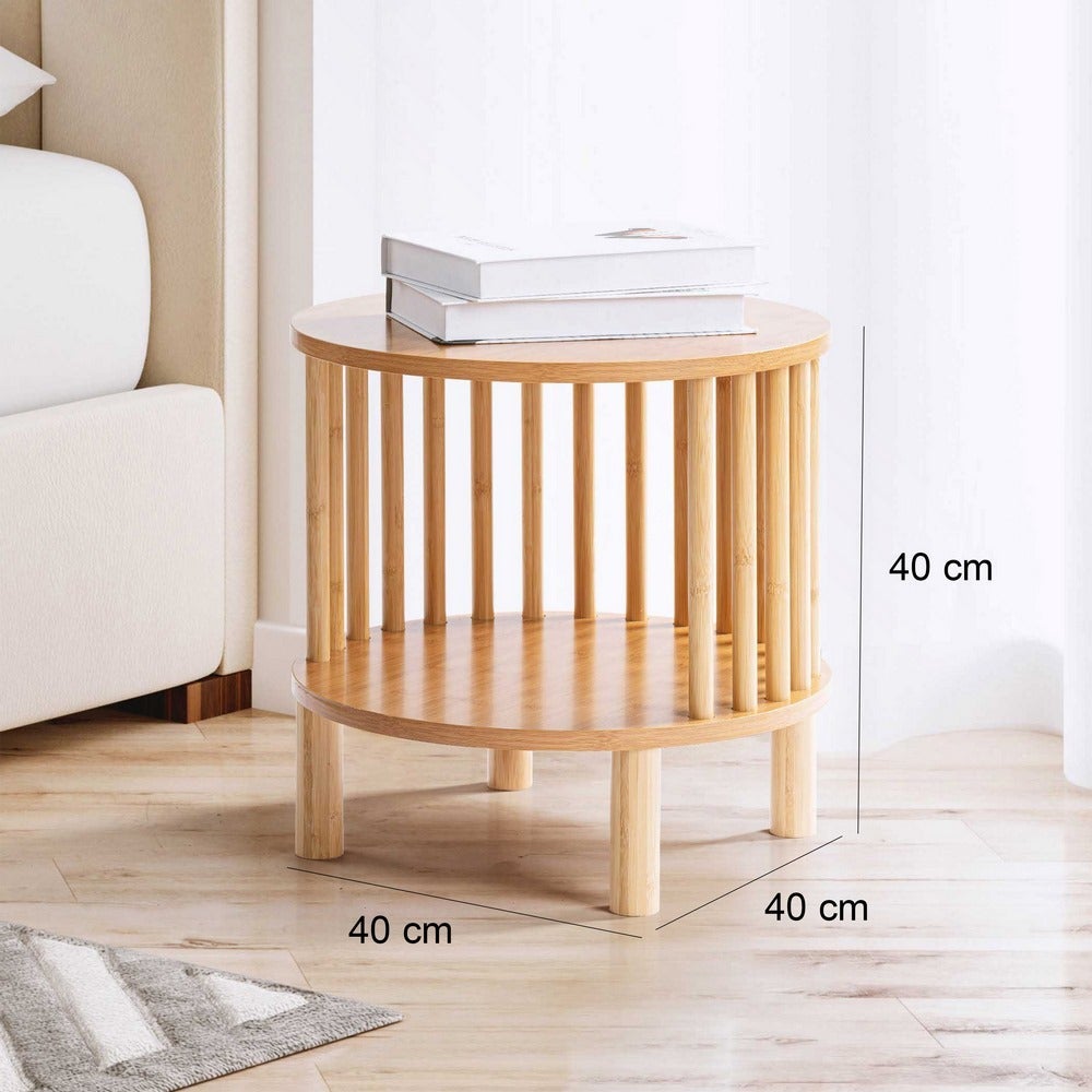 Mesita auxiliar de bambú natural