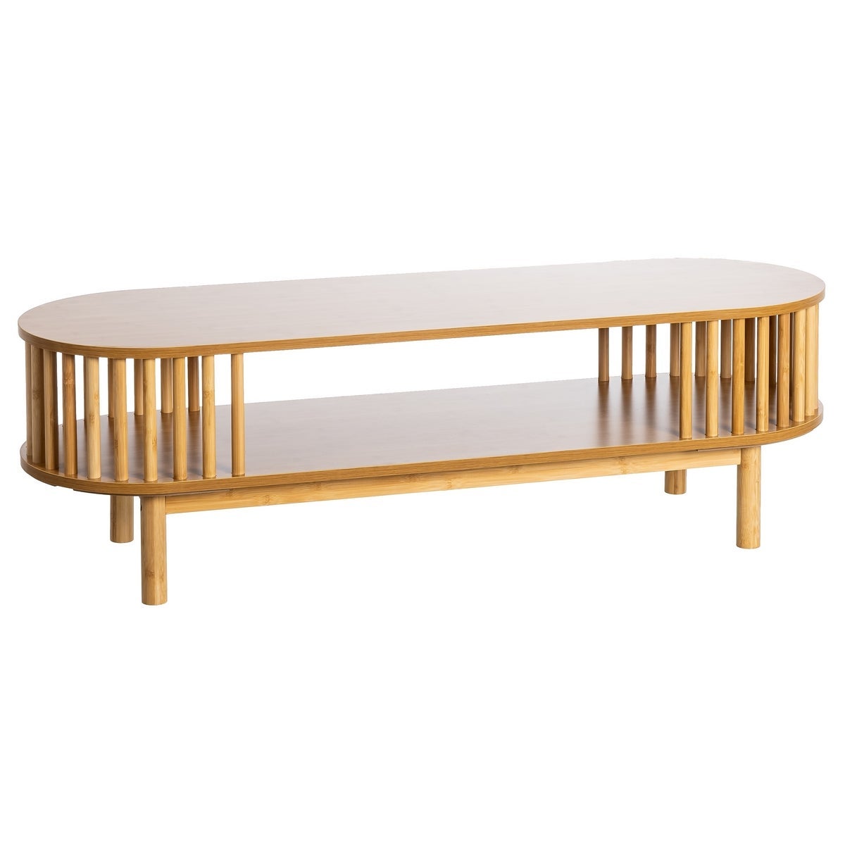 Mesa de centro de bambú natural ovalado