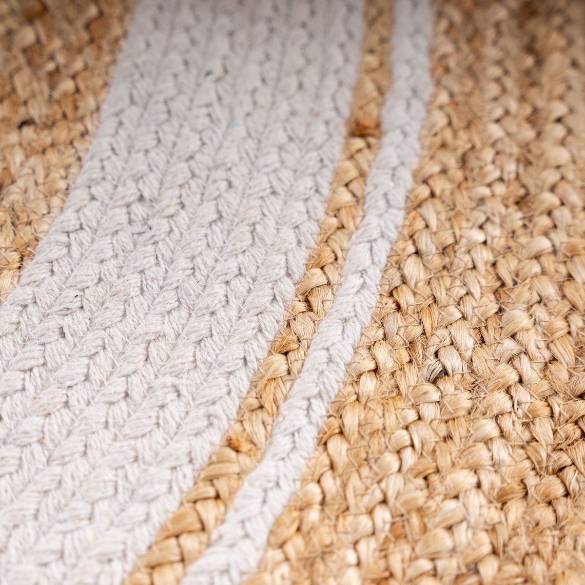 Alfombra de yute de 120 cm blanco y natural