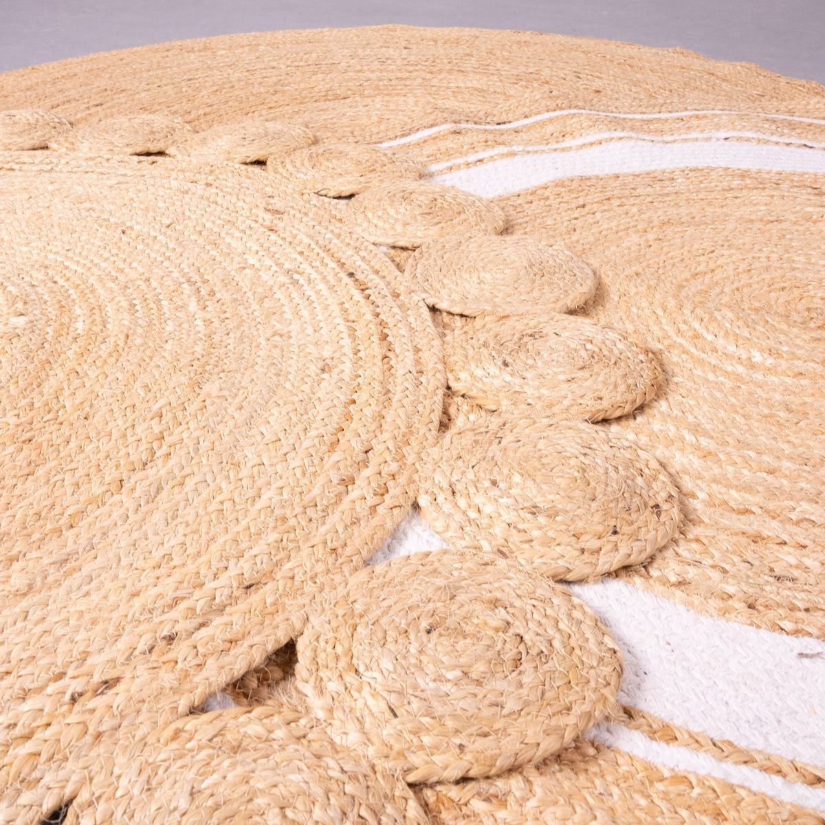 Alfombra de yute de 120 cm blanco y natural