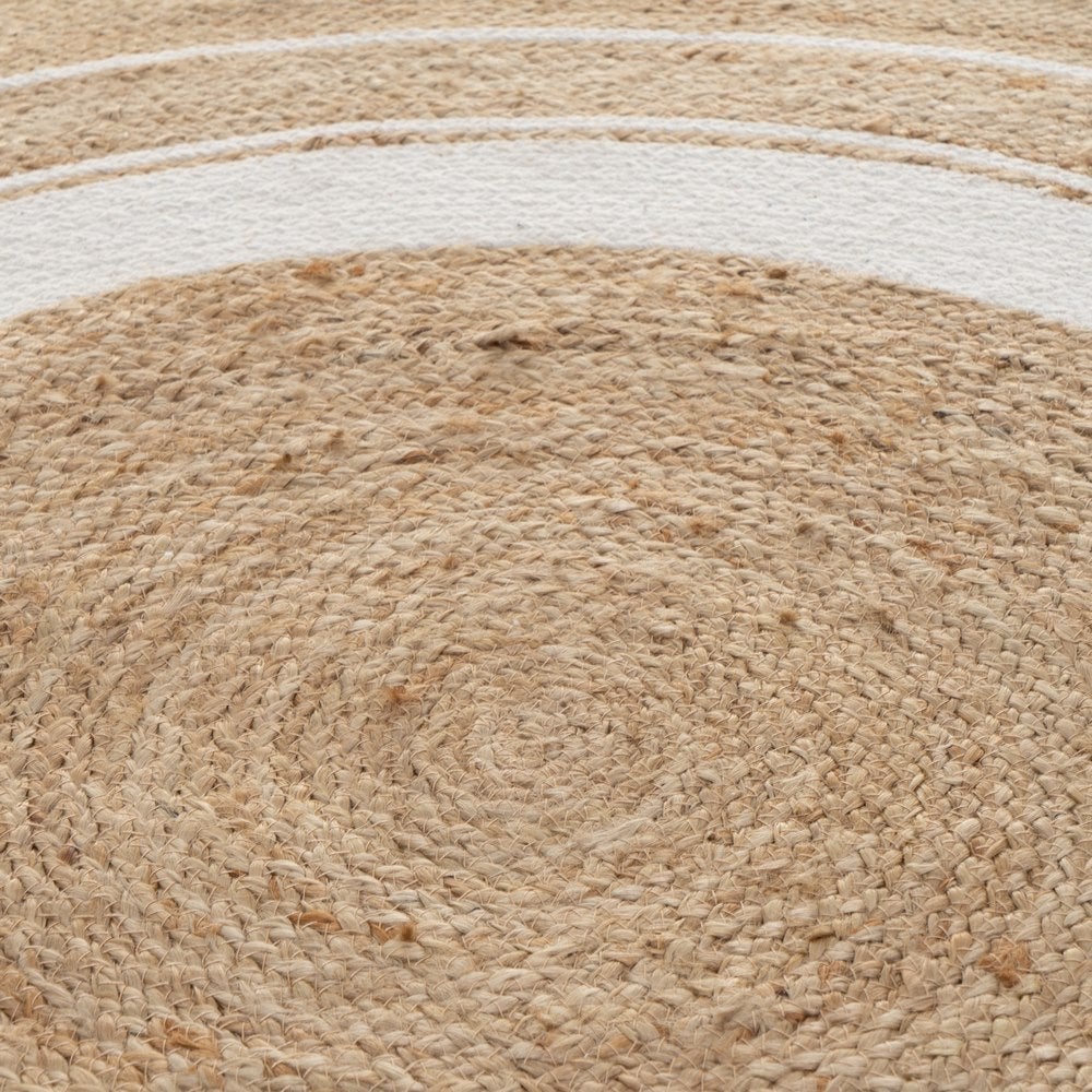 Alfombra de yute de 120 cm blanco y natural