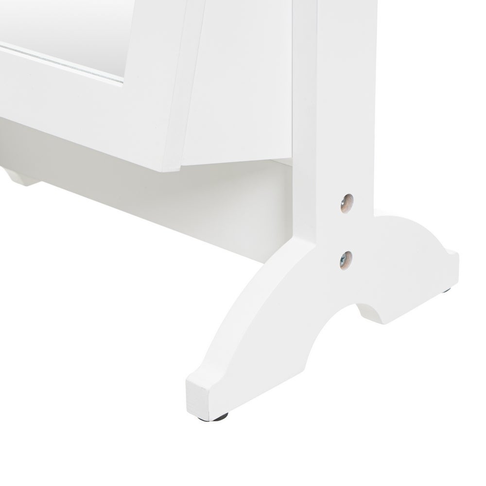 Joyero blanco de madera con espejo