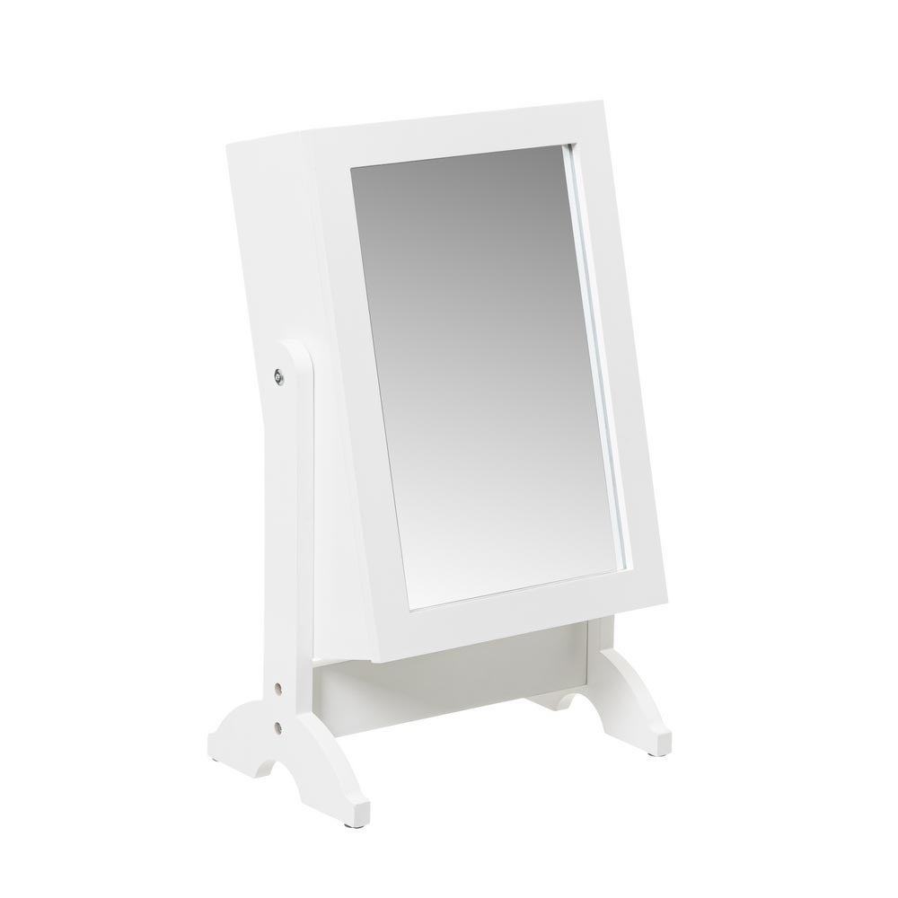 Joyero blanco de madera con espejo