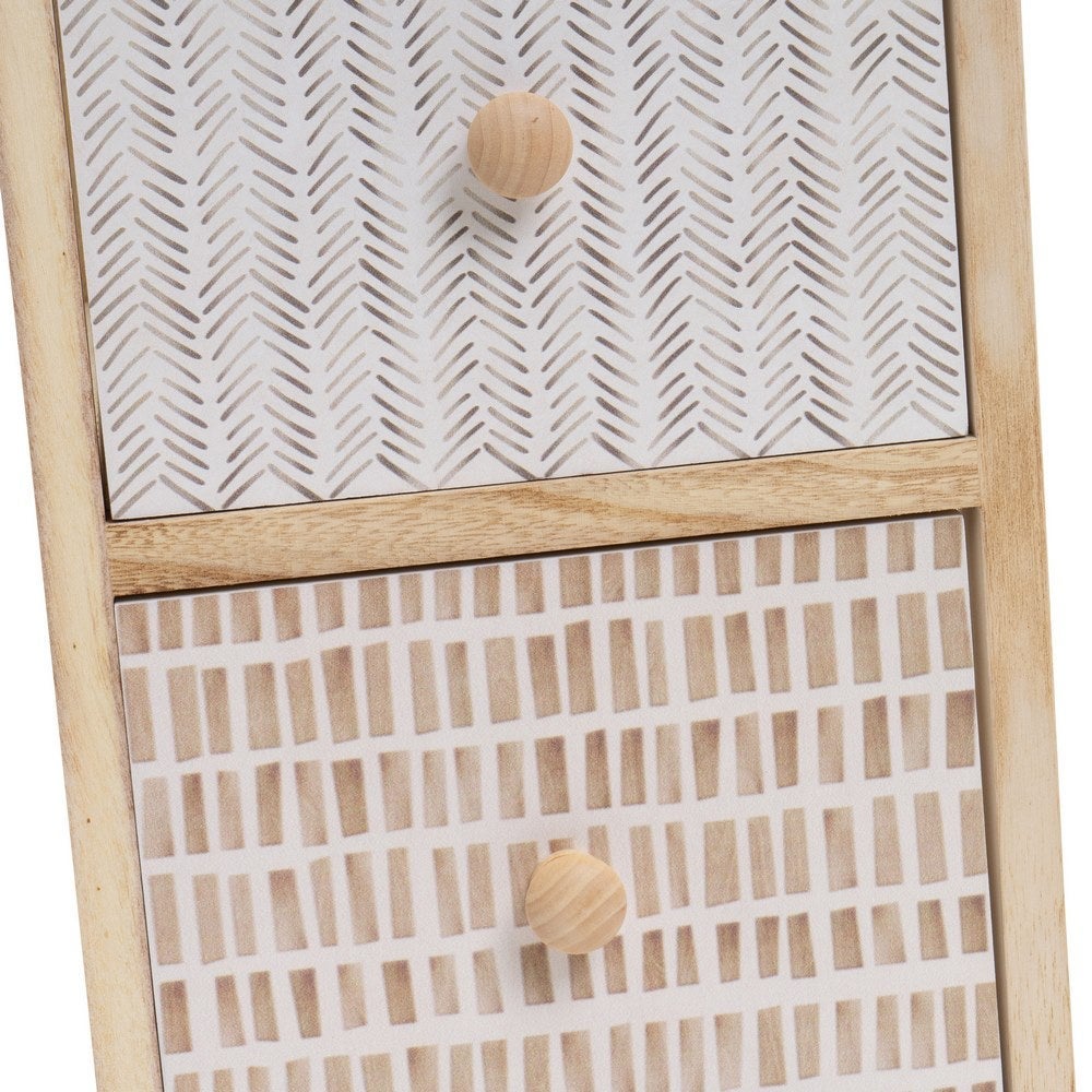 Cajonera de madera de paulonia con 2 cajones tapizados