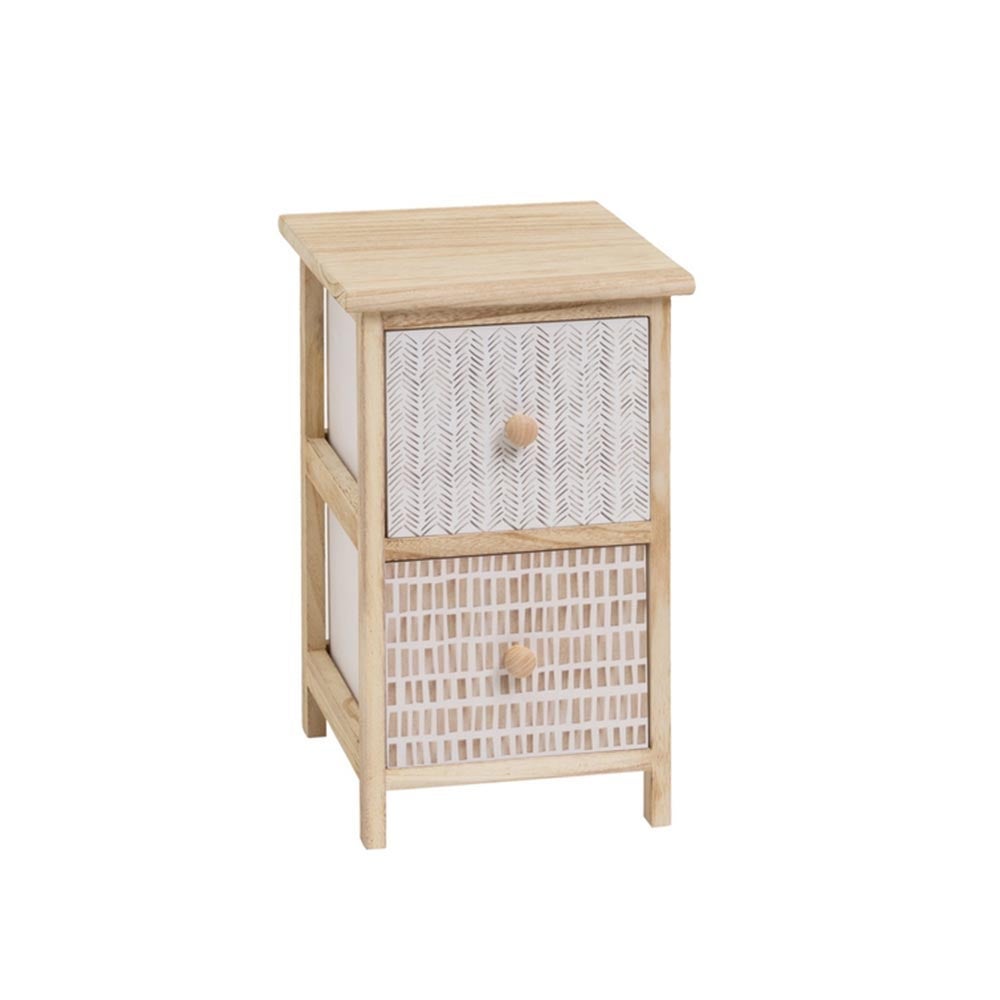 Cajonera de madera de paulonia con 2 cajones tapizados