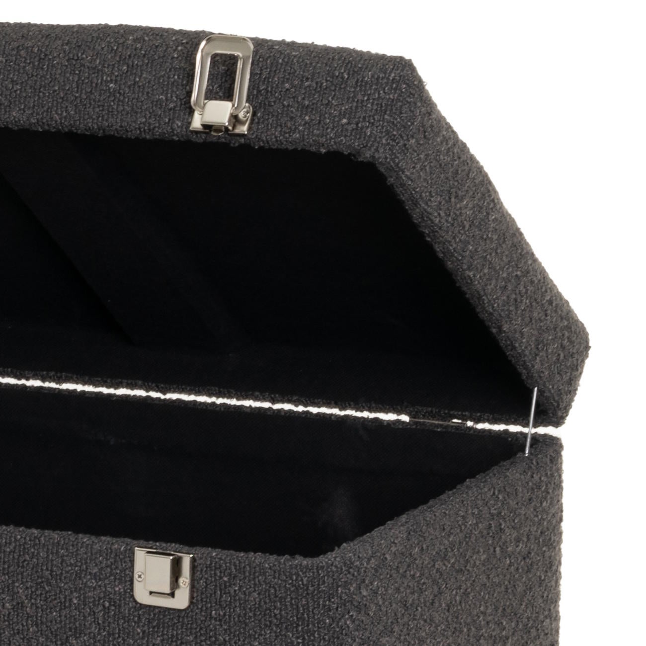 Puff arcón gris oscuro tapizado