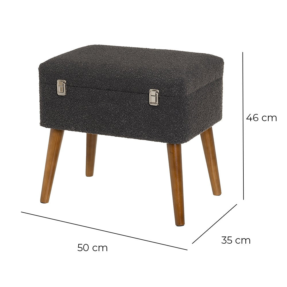 Puff arcón gris oscuro tapizado